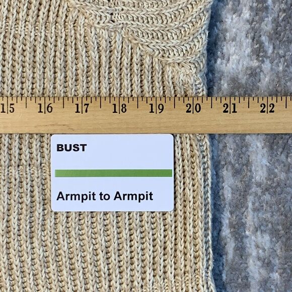 Lucky Brand Open Cardigan Women 1X Beige Knit Raglan Long Sleeve Pockets Q17 - Picture 12 of 16